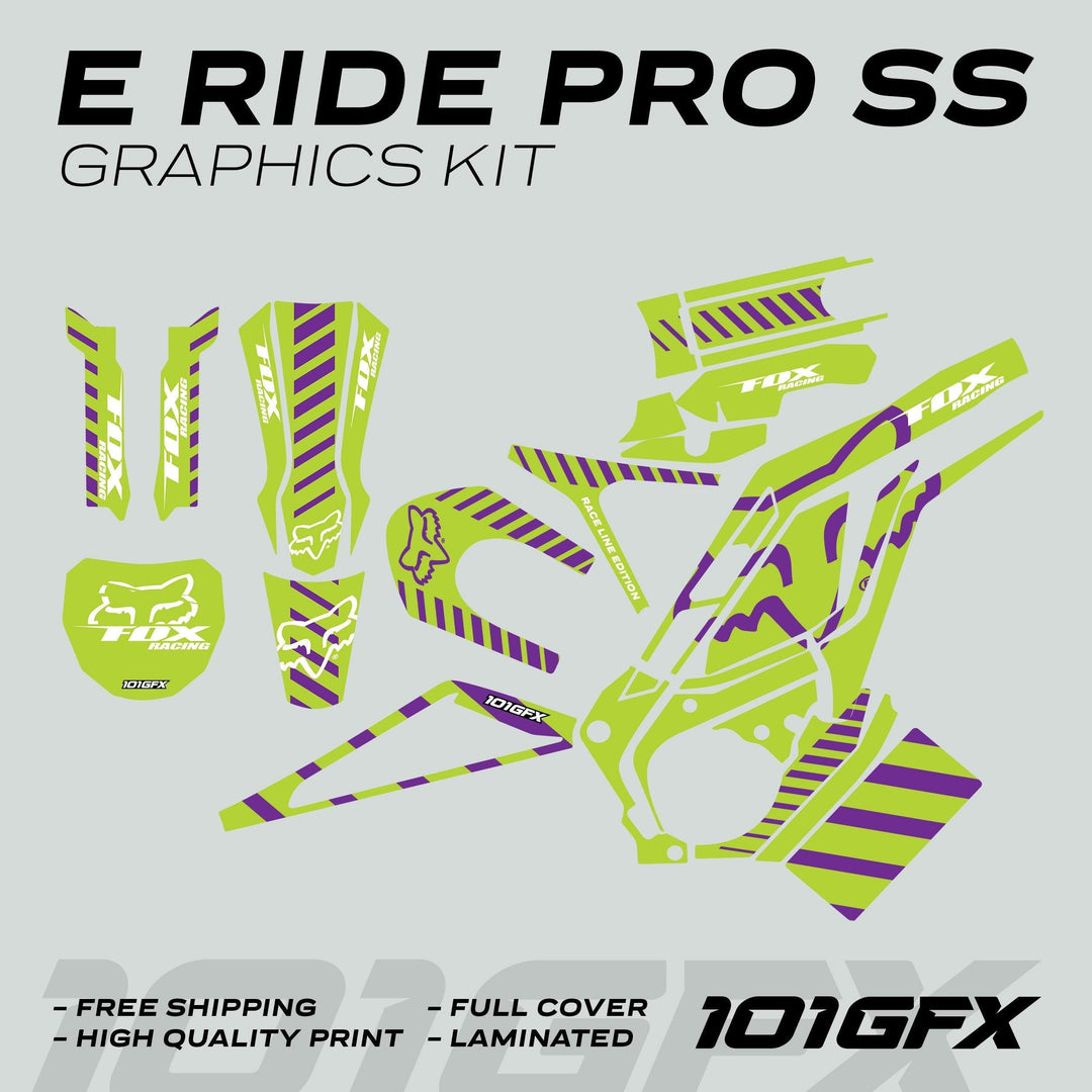 E Ride Pro SS Graphics Kit FOX Race Line Green Purple