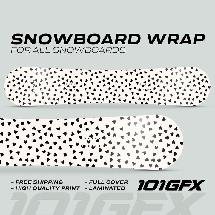 Snowboard Wrap HEARTS Snowboard sticker skin decals stickers