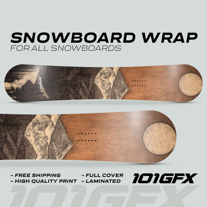 Snowboard Wrap WOODCUT MOONLIGHT Snowboard sticker skin decals stickers