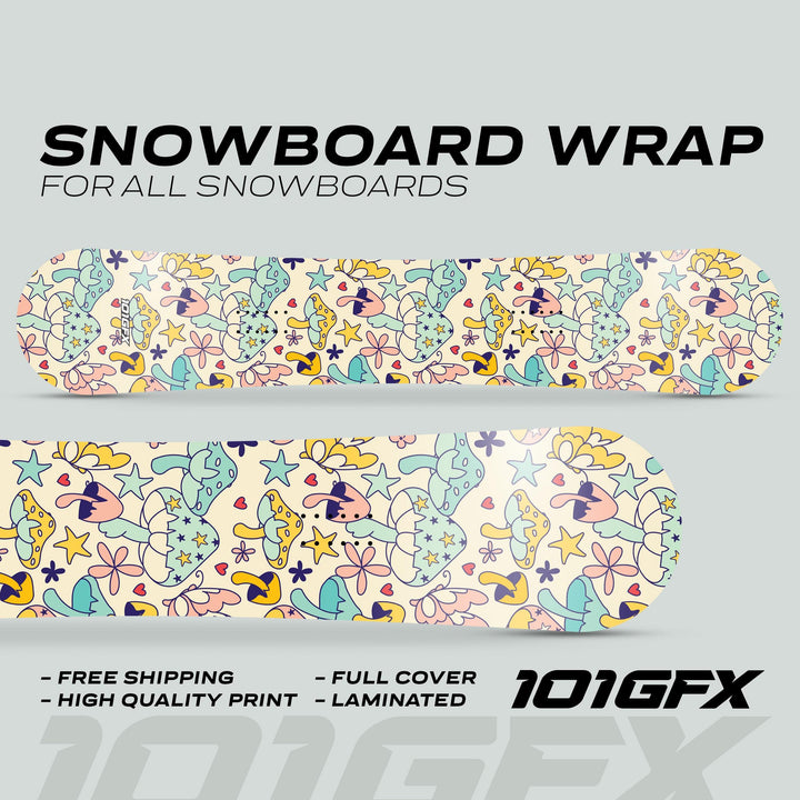 Snowboard Wrap MAGIC MUSHROOMS Snowboard sticker skin decals stickers