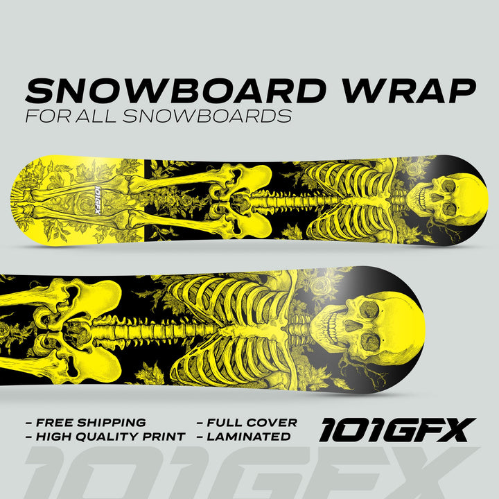 Snowboard Wrap RIDER FOREVER YELLOW Snowboard sticker skin decals stickers