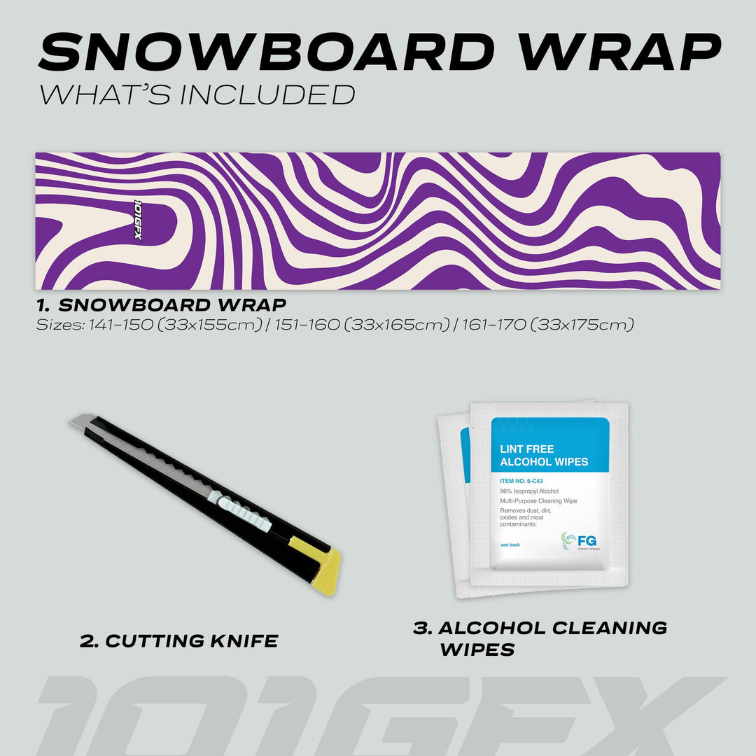 Snowboard Wrap WAVY WHITE PURPLE Snowboard sticker skin decals stickers