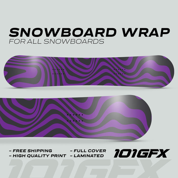 Snowboard Wrap WAVY BLACK PURPLE Snowboard sticker skin decals stickers