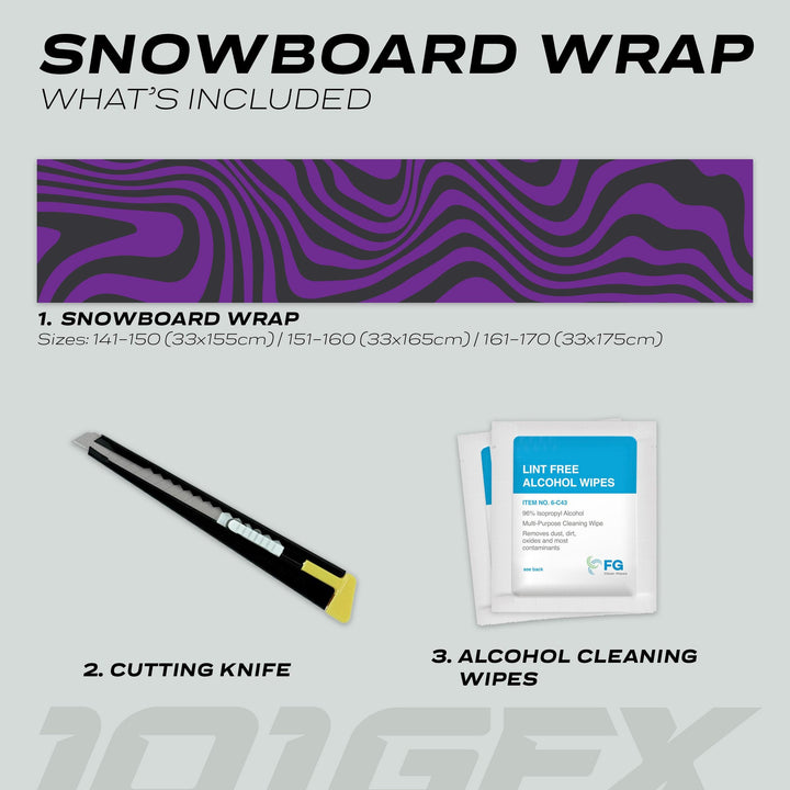 Snowboard Wrap WAVY BLACK PURPLE Snowboard sticker skin decals stickers