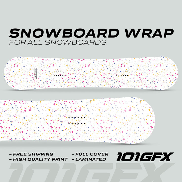 Snowboard Wrap SPLATS WHITE Snowboard sticker skin decals stickers