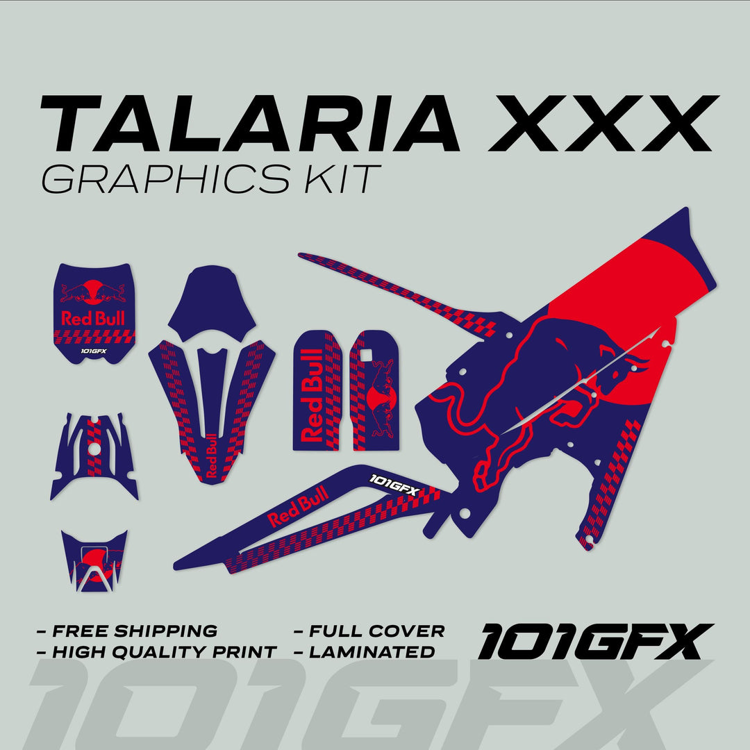 Talaria XXX Graphics Kit R BULL MONO Blue Red Decals Stickers Laminated Talaria 3x