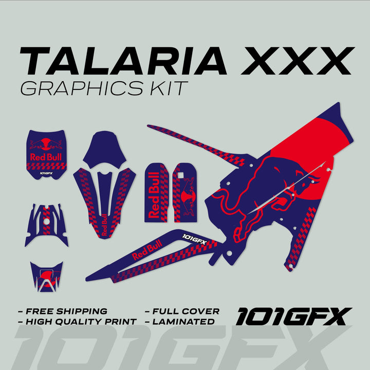 Talaria XXX Graphics Kit R BULL MONO Blue Red Decals Stickers Laminated Talaria 3x