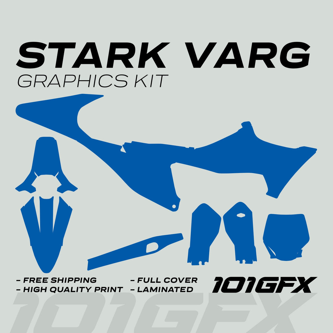 Stark Varg Graphics Kit SOLID COLOR BLUE Stickers Laminated Stark Future Varg Decals Mono Color