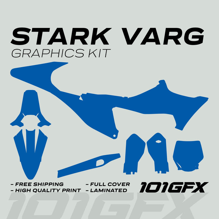 Stark Varg Graphics Kit SOLID COLOR BLUE Stickers Laminated Stark Future Varg Decals Mono Color