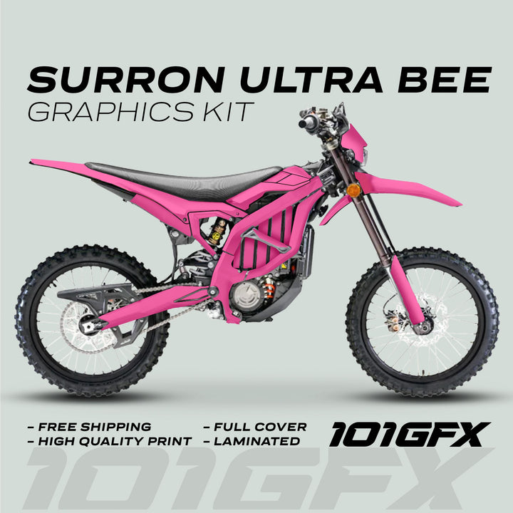 Surron Ultra Bee Graphics Kit SOLID COLOR PINK Decals Stickers Laminated eBike Sur-Ron Ultra Decals Wrap Protection Mono Color