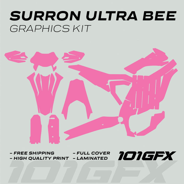 Surron Ultra Bee Graphics Kit SOLID COLOR PINK Decals Stickers Laminated eBike Sur-Ron Ultra Decals Wrap Protection Mono Color